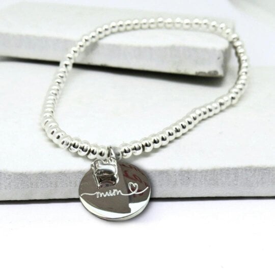Aye Do Gifts Silver Beaded Mum Charm Bracelet with Mini Heart