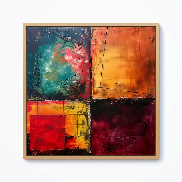 Warren Reed Quadrant Fusion: Colours In Conflict Framed Canvas