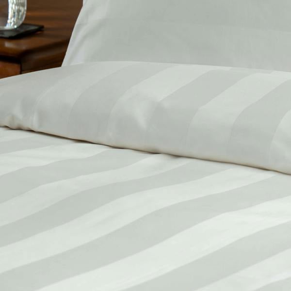 White 600 Thread Count Dobby Stripe Egyptian Cotton 40cm Deep Fitted Sheets bedroom detail | Soak and Sleep