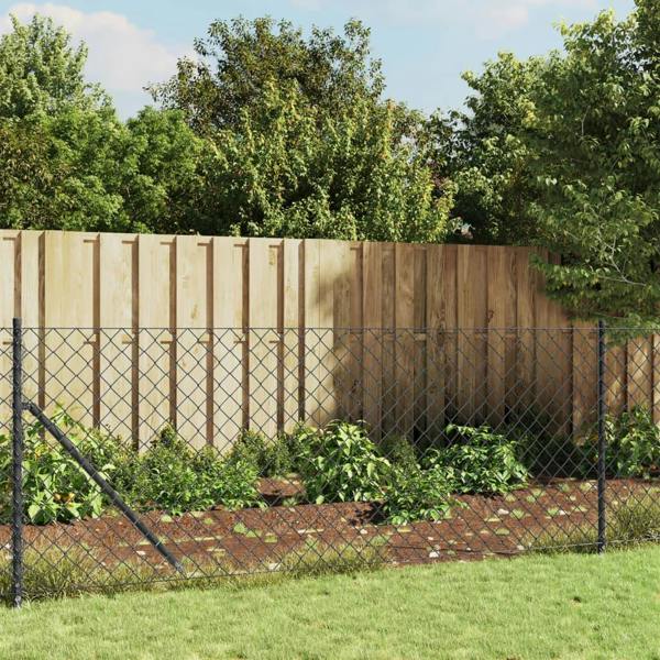 Berkfield Chain Link Fence with Spike Anchors Anthracite 0.8x25 m