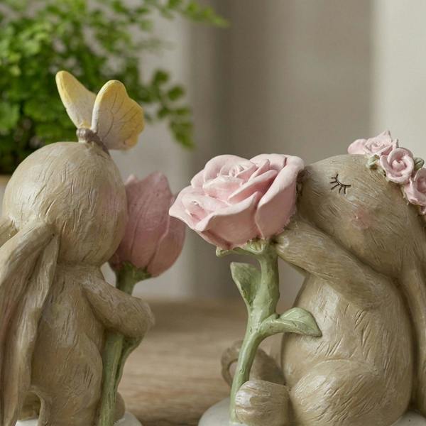 Garden Greatness Decorative Rabbits with Floral Mix Ornament