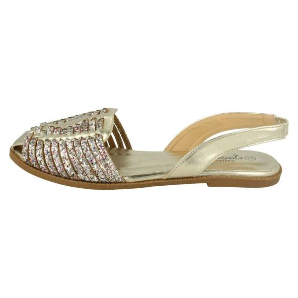 Savannah Ladies Savannah Glitter Weave Vamp Slingback Sandal