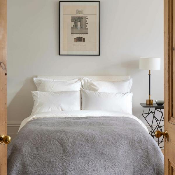 White 400 Thread Count Egyptian Cotton Fitted Sheet Multipacks in a styled bedroom 5 | Soak and Sleep