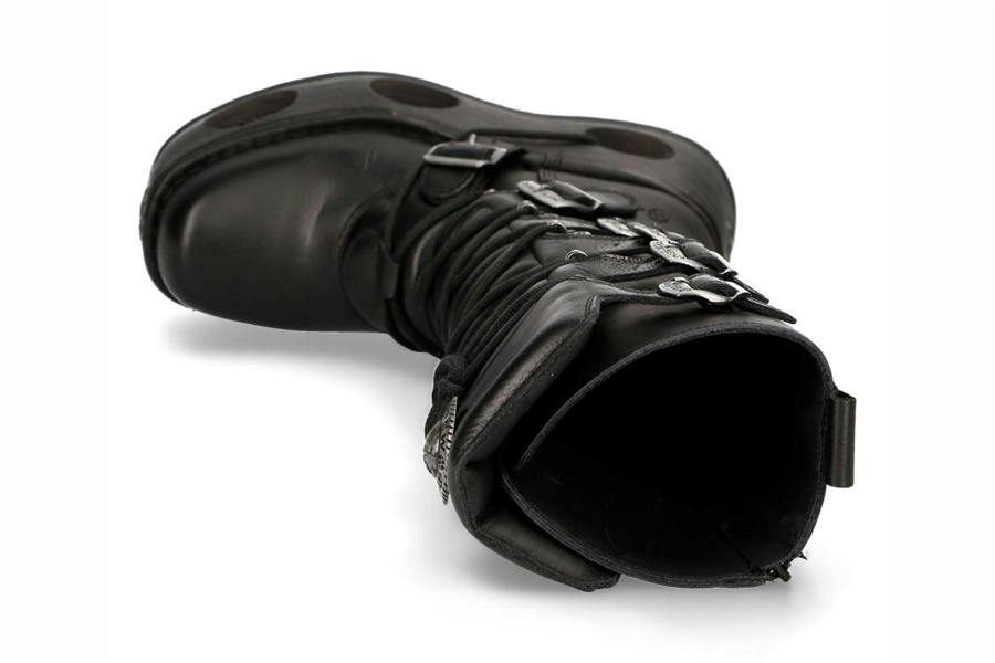 New Rock M-272-S2 Neptuno Metallic Knee High Black Leather Gothic Boots