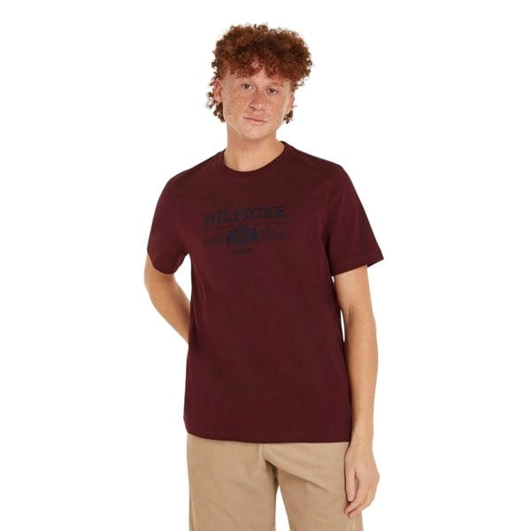 Tommy Hilfiger Mens Embroidered Logo T-Shirt - Purple