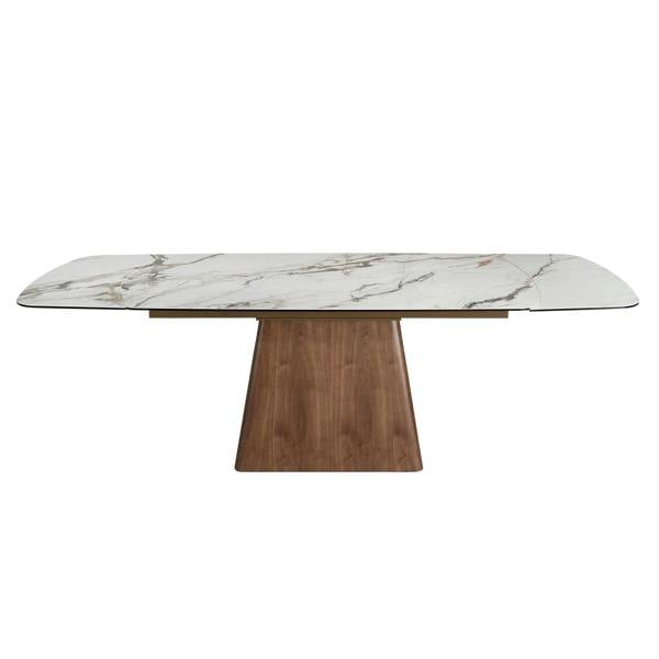 Angel Cerdá Rectangular extending dining table in porcelain marble and walnut wood 1158