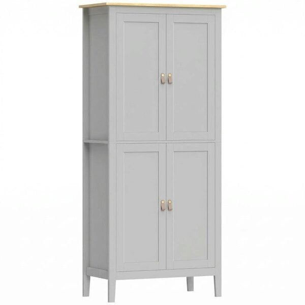 Tall Pantry Cupboard with Motion Sensor LED Light - Grey