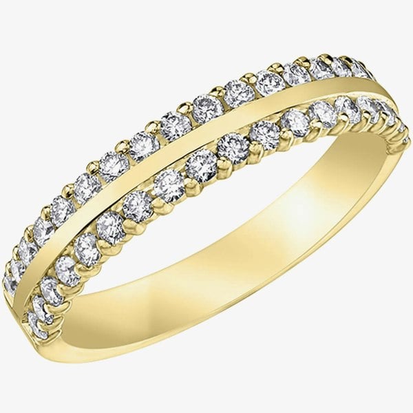 T. H. Baker 9ct Yellow Gold 0.25ct Diamond Two Row Half Eternity Ring 50L92/25-10
