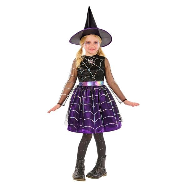 Bristol Novelty Girls Cobweb Witch Costume - Black/Purple - 