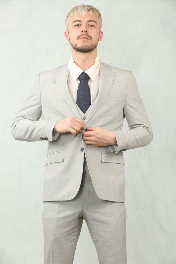 Infinity Leather Men's 3 Piece Prince Of Wales Grey Suit Workwear