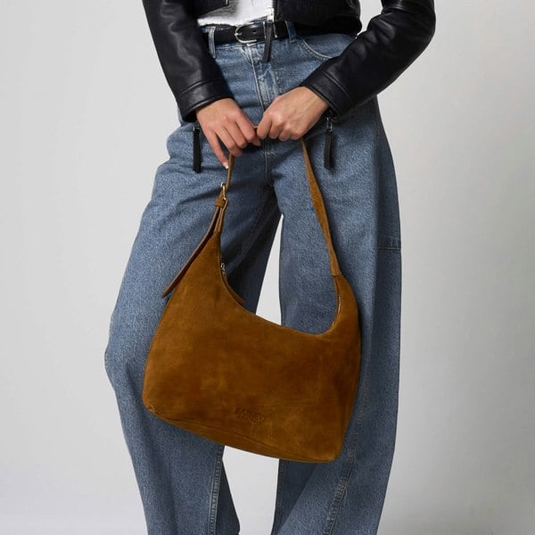 Barneys Originals Tan Suede Shoulder Bag