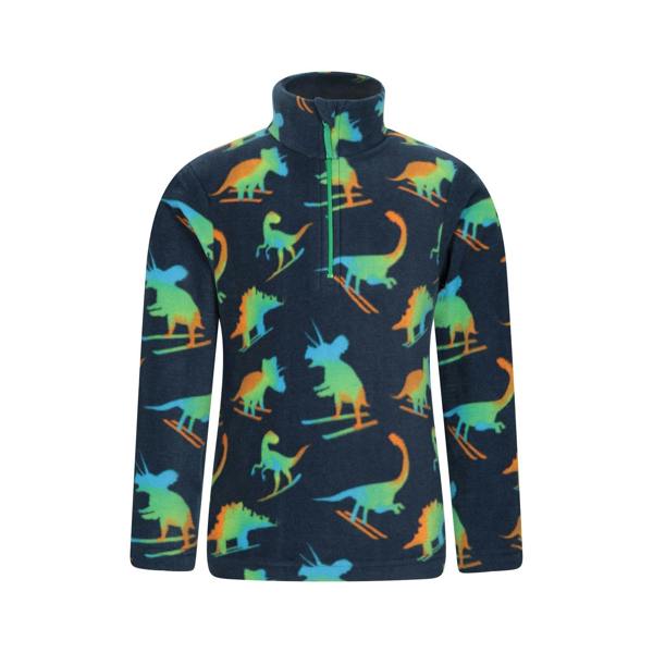 Mountain Warehouse Childrens/Kids Pursuit Dinosaur Skeleton Half Zip Fleece Top - Dark Blue - 