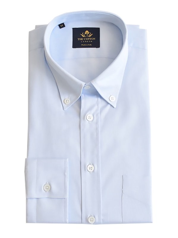 Smart-casual light blue shirt in Thomas Mason® Cambridge fabric