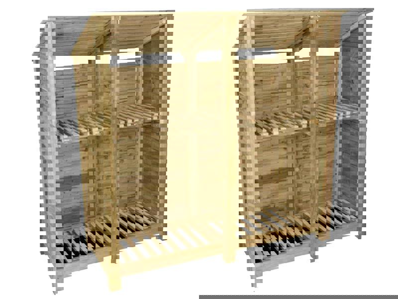 Arbor Garden Solutions Wooden Log Store (Roof Sloping Back) with Shelf W-187cm, H-126cm or 180cm, D-88cm