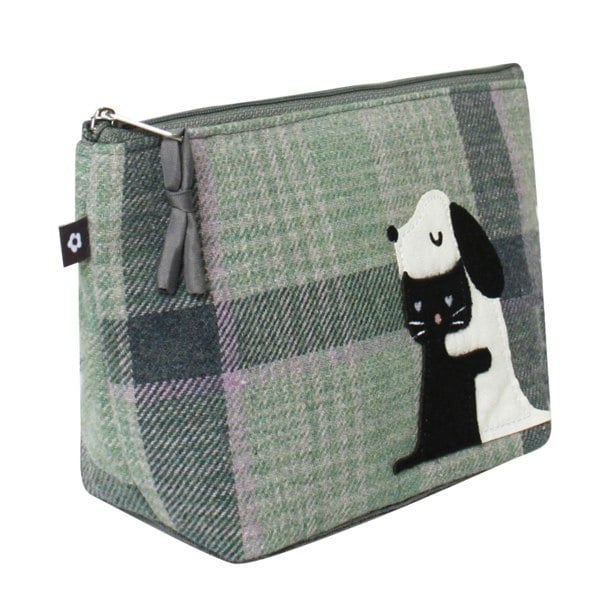 Earth Squared Hugging Cat & Dog Makeup Tartan Cosmetic Bag