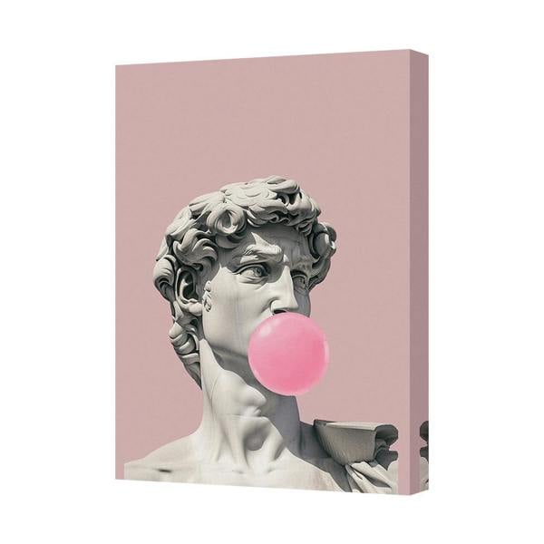 Benjamin Tate Design Modern Pop Art Canvas Print Statue Bust Blowing Pink Bubble Gum