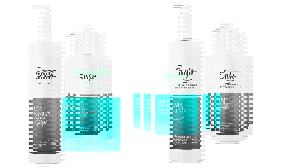 Simple Purify+ Gel Facial Cleanser Hydrating Skin Care Face Wash, 240ml