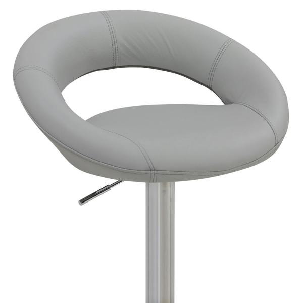 Lamboro Sorrento Real Leather Kitchen and Breakfast Bar Stool, Height Adjustable Swivel Gas Lift, Grey