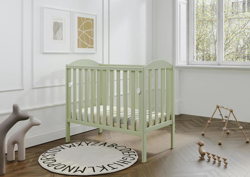 Viculii Waffi Space Saver Cot Pistachio with Mattress