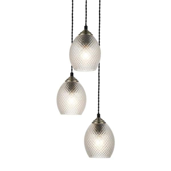 COSYLYTE Lorne 3 Light Faceted Glass Pendant Light