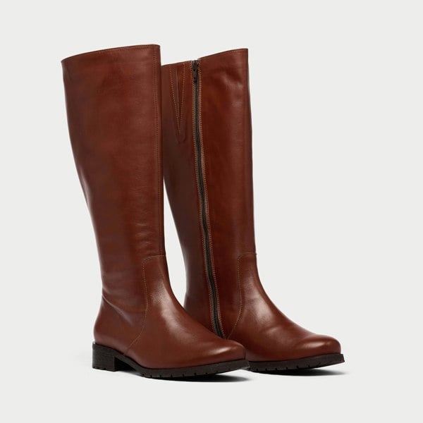 Calla Bella Knee-High Boots for Bunions & Wide Feet - Brown Leather