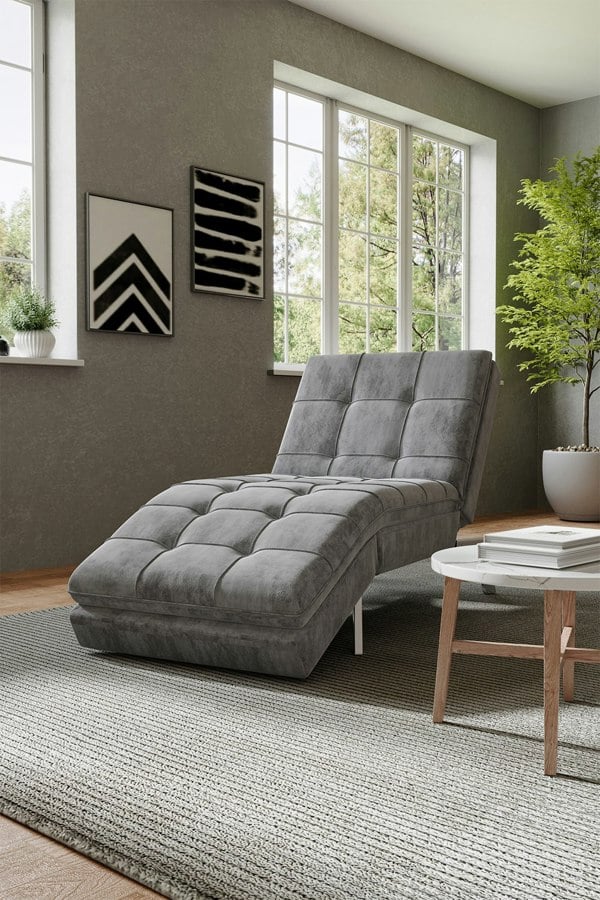 Living and Home 3-in-1 Folding Single Sofa Bed Plaid Tufted Lounge Chair with Metal Legs