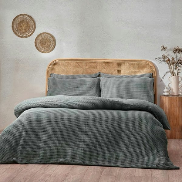 Yard Chunky Cotton Waffle Duvet Cover Set - Dusk