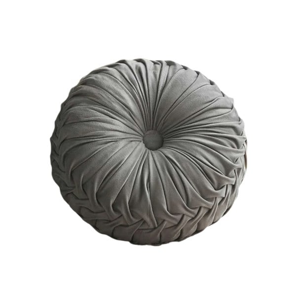 ANYHOUZ Round Pleated Velvet Pillow Soft Cushion Fill