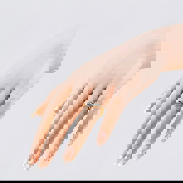 T. H. Baker 9ct Yellow Gold 0.15ct Brilliant Cut Diamond Ribbed Wishbone Ring THR35734-15