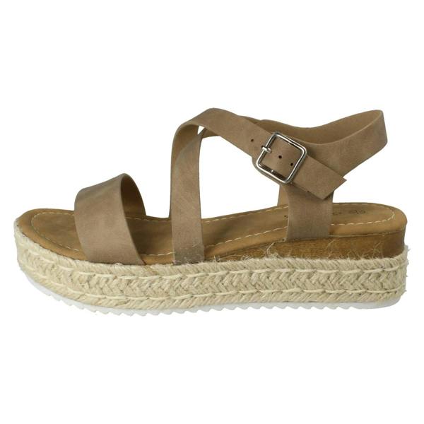 Savannah Ladies Savannah Cross Strap Platform Buckle Fastening Casual Sandals F12094