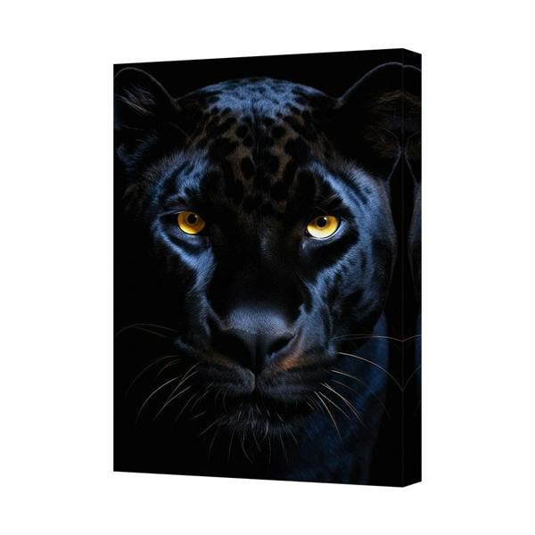Benjamin Tate Design Black Panther Canvas Wall Art Portrait With Yellow Eyes