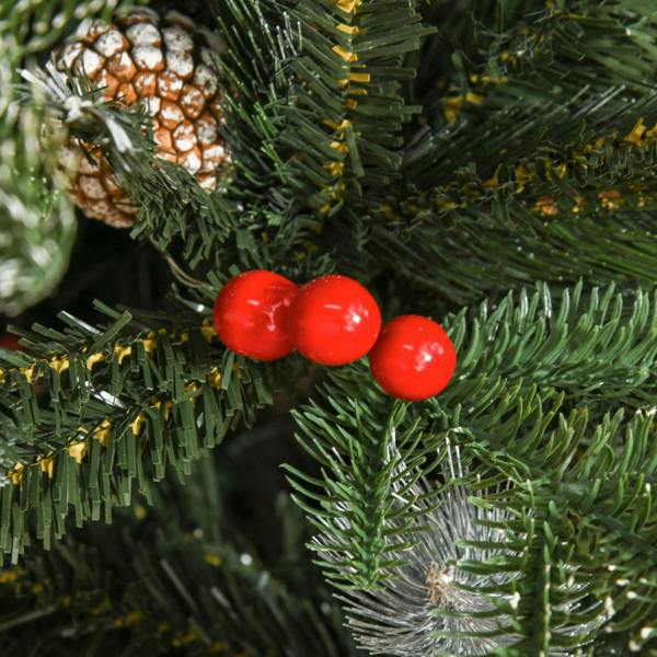 Dyzi 5FT Snow Dipped Artificial Christmas Tree with Berries and Pine Cones