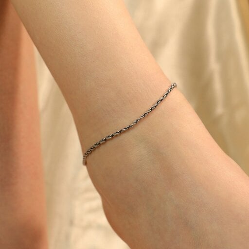 The Colourful Aura Oxidized Silver Plated Twisted Braid Chain Indian Asian Payal Anklet