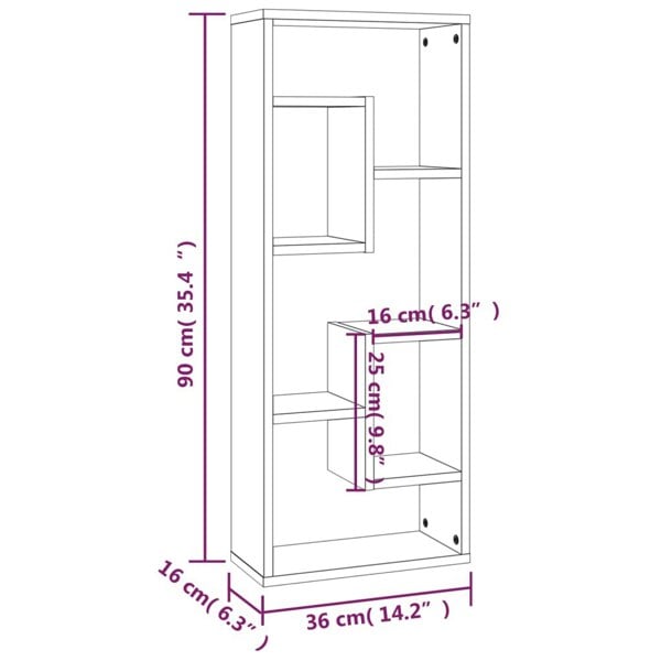 Berkfield Wall Shelf Smoked Oak 36x16x90 cm Engineered Wood