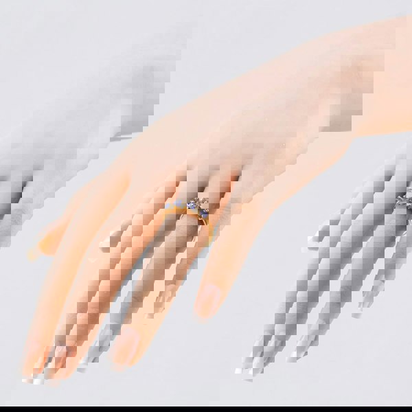 T. H. Baker 9ct Yellow Gold Tanzanite & Diamond Wave Half Eternity Ring RJR04808-TZ