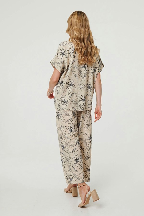 Navy | Floral Relaxed Short Sleeve Top
