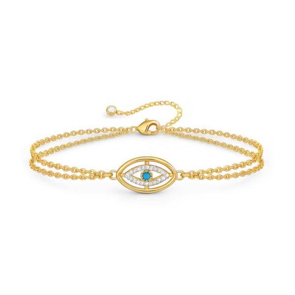 Celeste Bracelet - 18K Gold Plated Stainless Steel Cubic Zirconia Evil Eye Bracelet