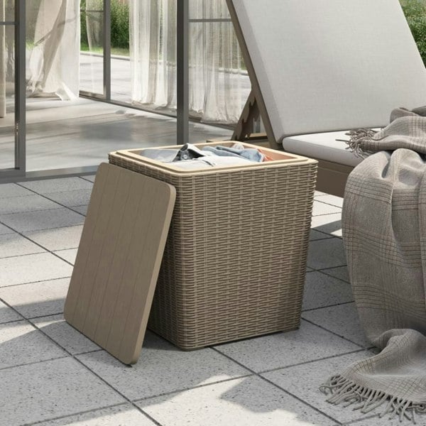 Berkfield Garden Table with Removable Lid Light Brown Polypropylene