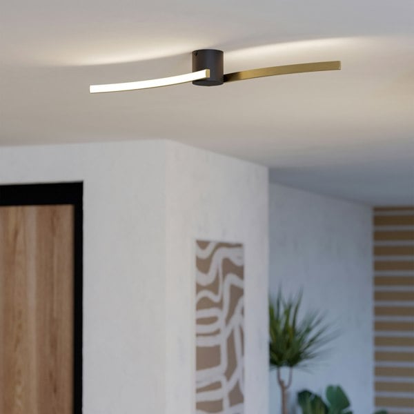 EGLO Aieta Black And Brushed Brass Minimalist Ceiling Light