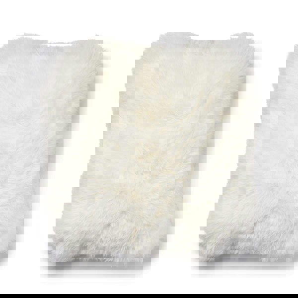 Long-Wool Sheepskin Cushion | 52x52 cm Silver/Ivory
