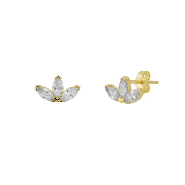 Spero London Fine Crown Earrings 14ct Solid Gold