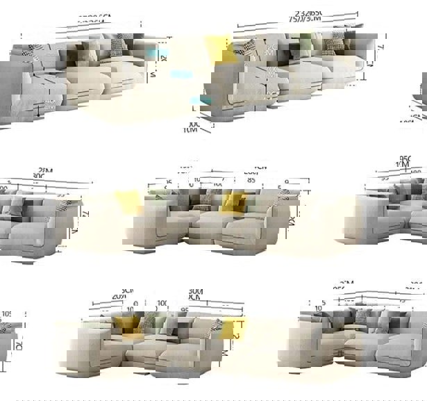 TOFU Agnes Three Seater Sofa, Modular Sofa, Suede-Weilai Concept-Weilai Concept