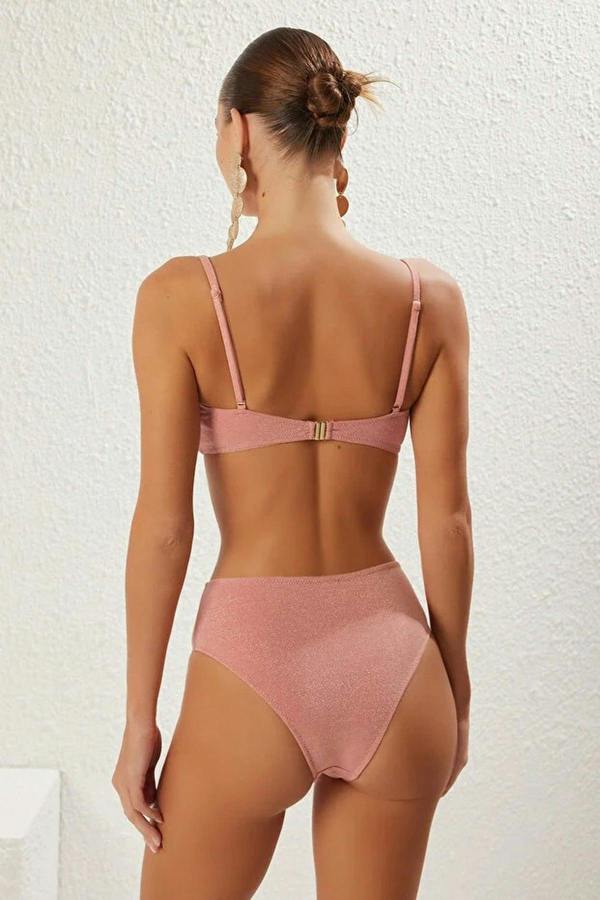 WOVCOR Strapless Padded Regular High-Waisted Bikini Set with Glitter Accessories
