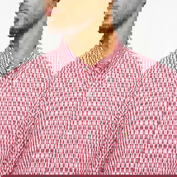 Gabicci V55GW01 Mens Fraser Long Sleeve Woven Check Shirt Gabicci Vintage - CHERRY