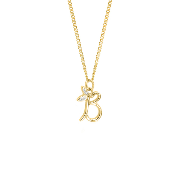 Say It With Dainty Winged Initial Charm Necklace - Sterling Silver