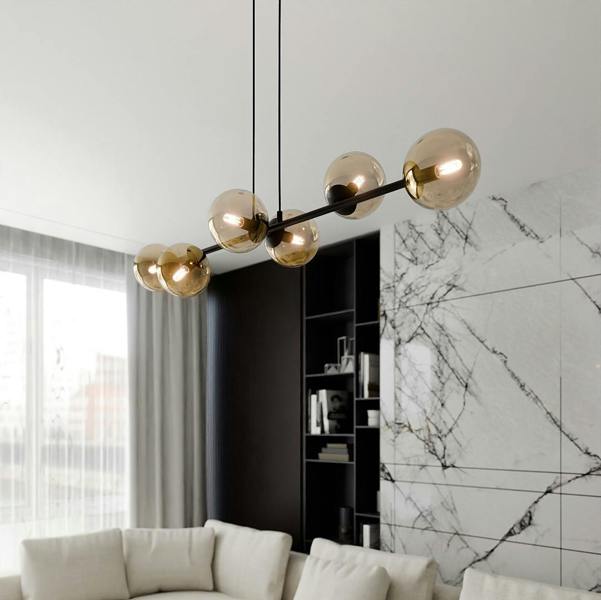 Emibig ROSSI Pendant lamp  6 x E14 Black with Amber Shade