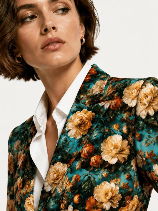 Aqua Renaissance Rose Print Blazer - Claudio Lugli Shirts