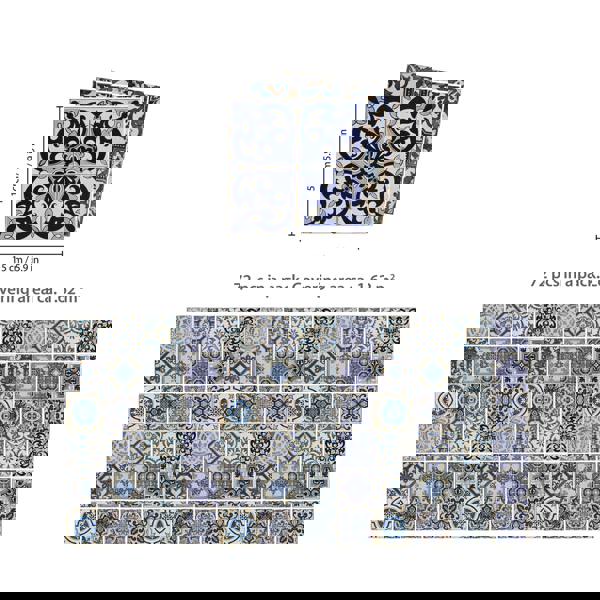 WT1584 - Malaga Spanish Blue Wall Tile Sticker Set - 15 x 15 cm (6 x 6 in) - 24 pcs