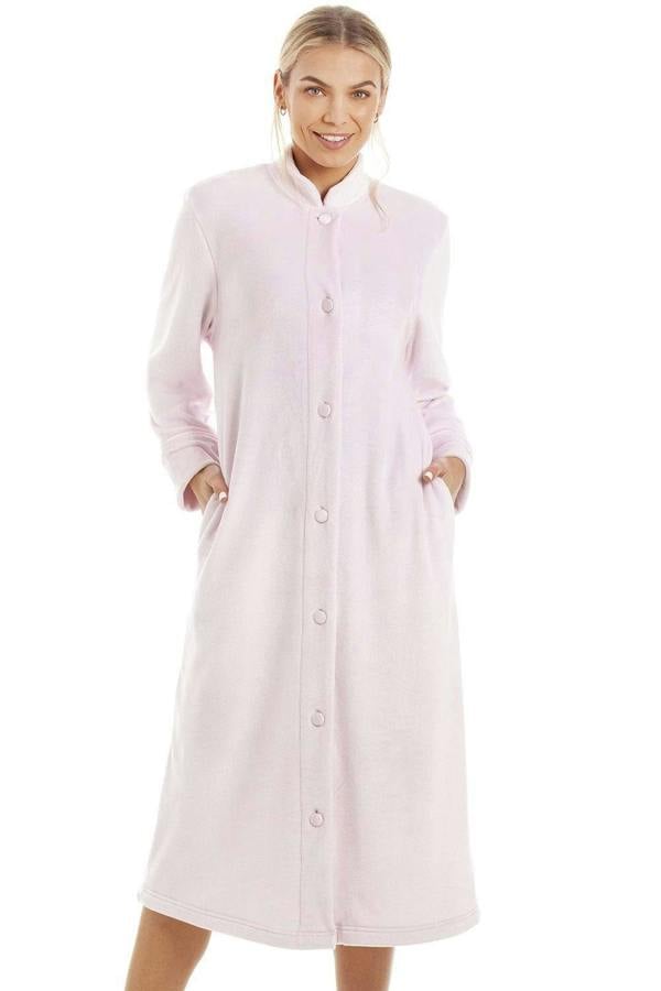 Supersoft Button Front Pink Housecoat