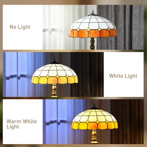 Wyld Haus Rakelo Metal And Glass Bronze And Orange Tiffany Style Floor Lamp With Handcrafted Stained Shade